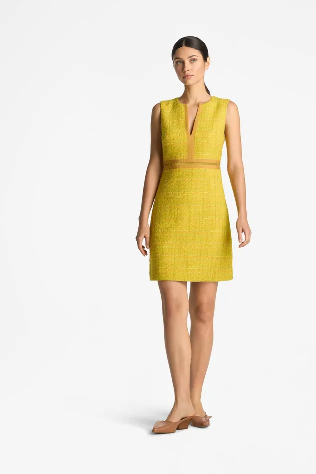 Women Lurex Tweed Sleeveless Dress Sunflower Multi St John Cocktail and Party Women Lurex Tweed Sleeveless Dress Sunflower Multi St John Cocktail and Party