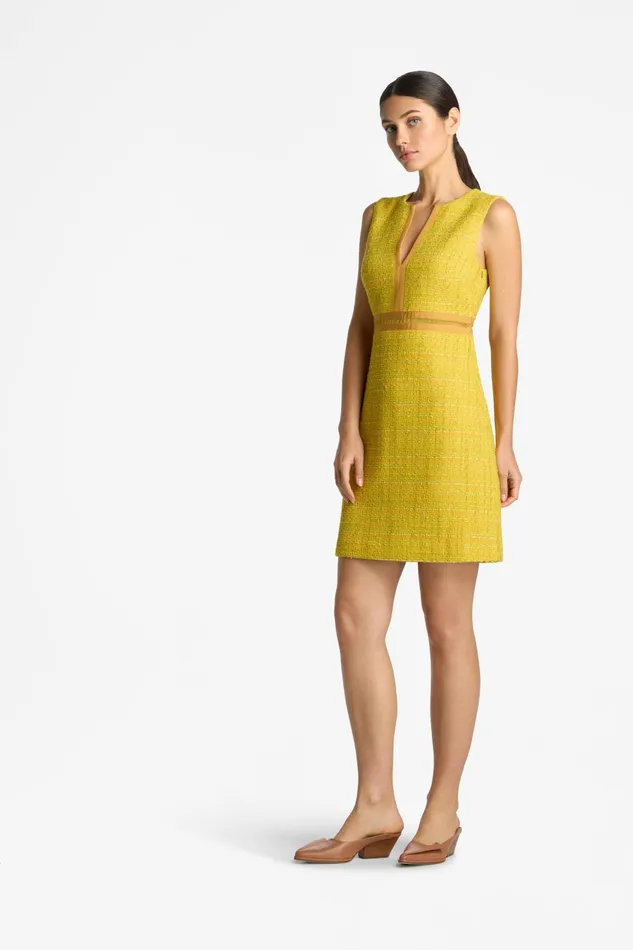 Women Lurex Tweed Sleeveless Dress Sunflower Multi St John Cocktail and Party Women Lurex Tweed Sleeveless Dress Sunflower Multi St John Cocktail and Party