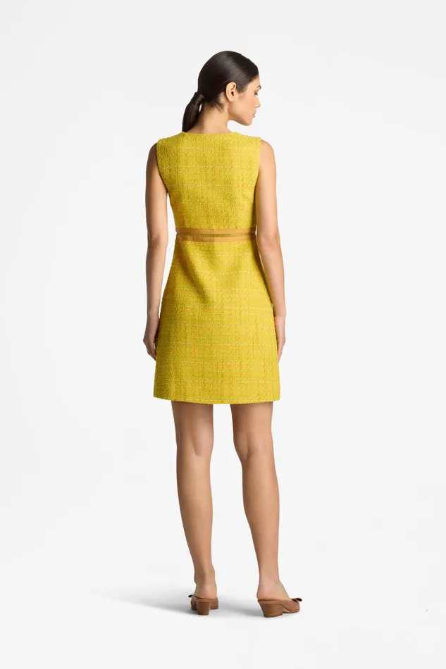 Women Lurex Tweed Sleeveless Dress Sunflower Multi St John Cocktail and Party Women Lurex Tweed Sleeveless Dress Sunflower Multi St John Cocktail and Party