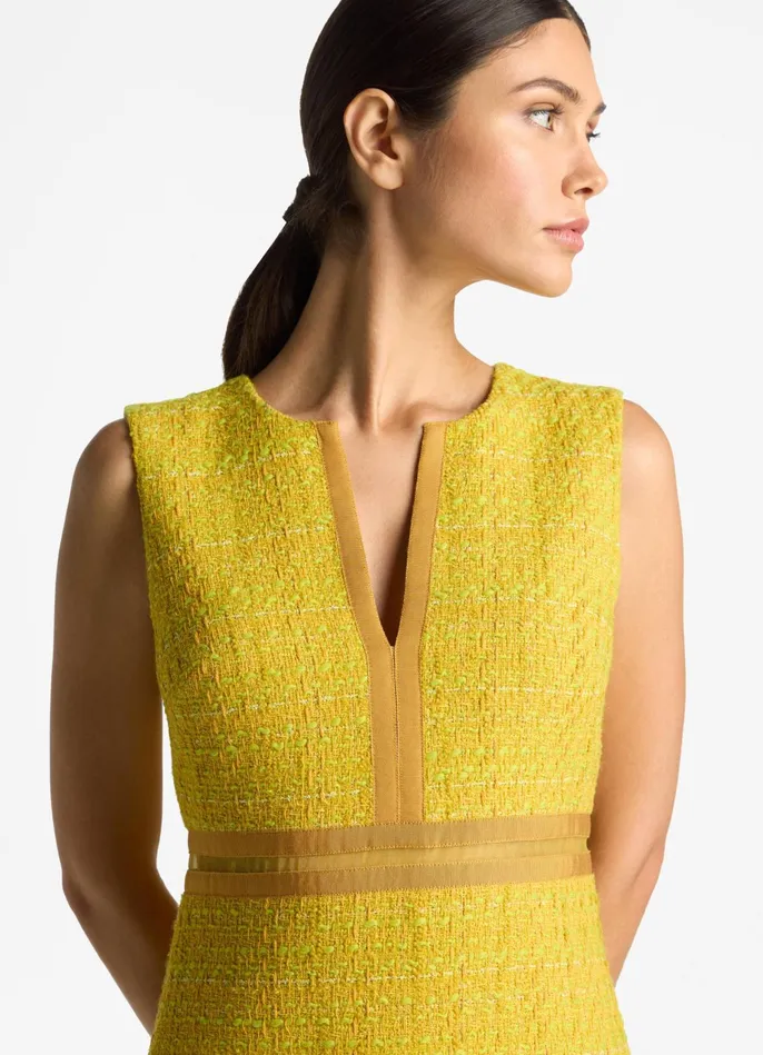 Women Lurex Tweed Sleeveless Dress Sunflower Multi St John Cocktail and Party Women Lurex Tweed Sleeveless Dress Sunflower Multi St John Cocktail and Party
