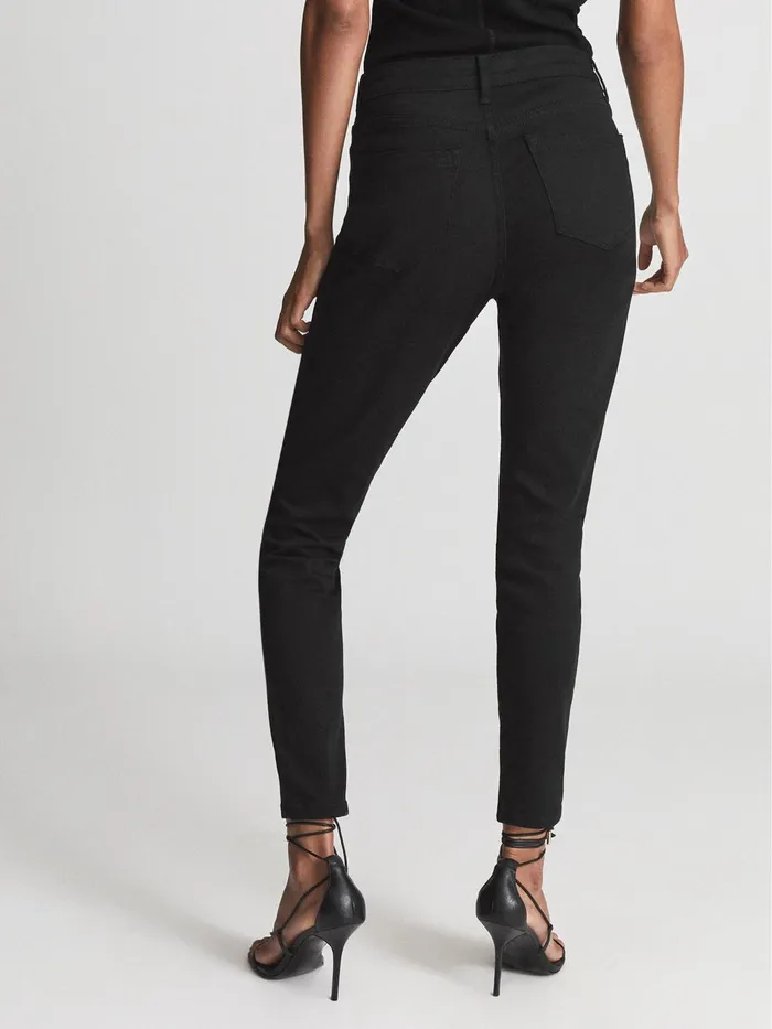 Women Lux Mid Rise Skinny Jeans Black Reiss Jeans