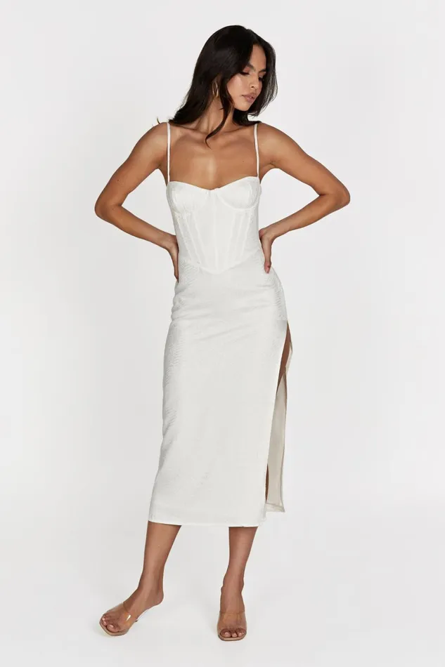 Women Maggie Corset Midi Dress 8211 Bone Bone Meshki Midi Dresses