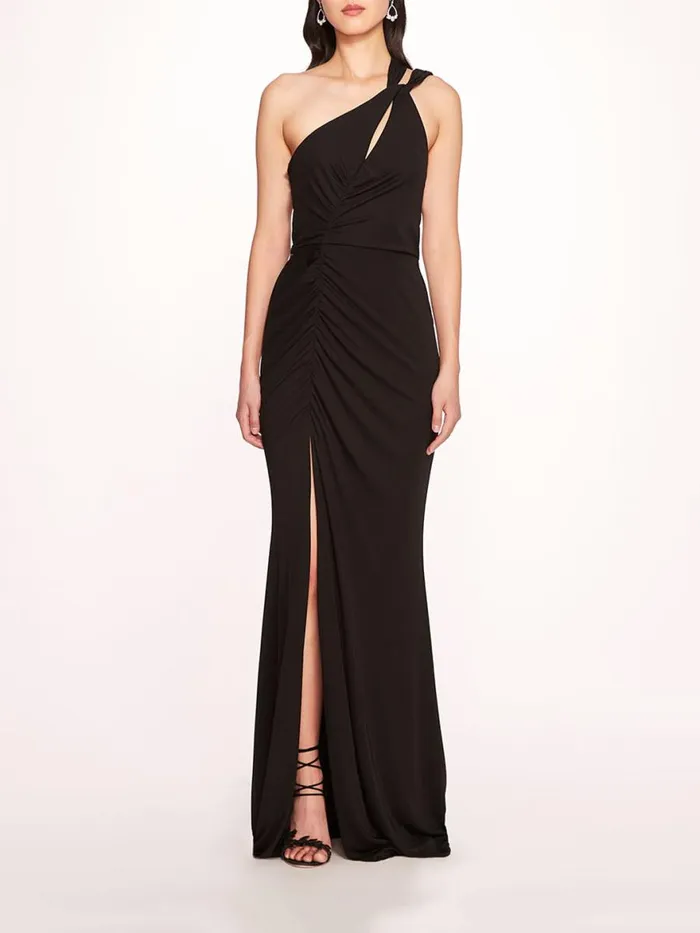Women Marchesa Notte Marchesa Asymmetrical Matte Gown Black