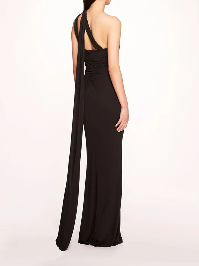 Women Marchesa Notte Marchesa Asymmetrical Matte Gown Black