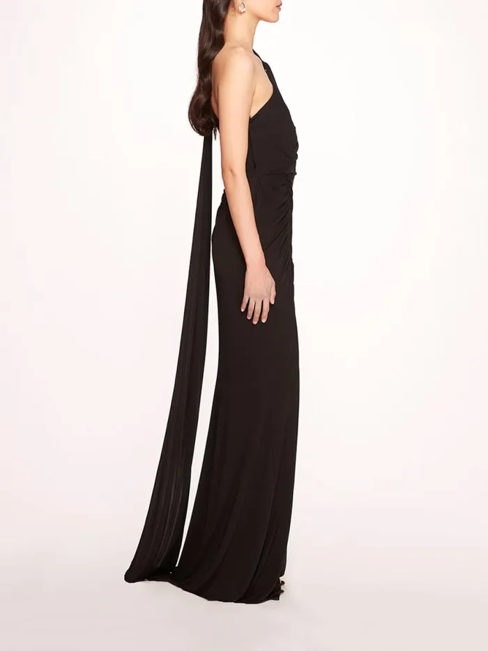 Women Marchesa Notte Marchesa Asymmetrical Matte Gown Black