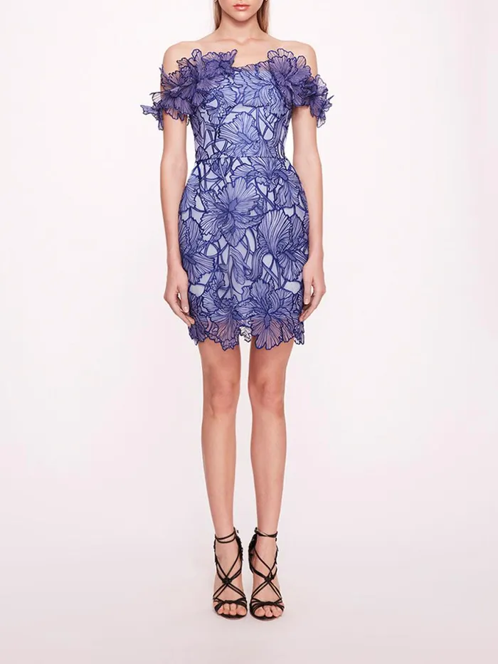 Women Marchesa Notte Marchesa Iris Cutwork Mini Dress Navy