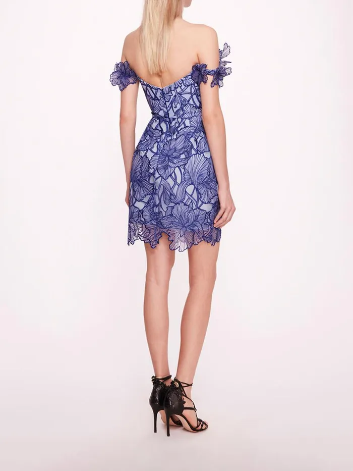 Women Marchesa Notte Marchesa Iris Cutwork Mini Dress Navy