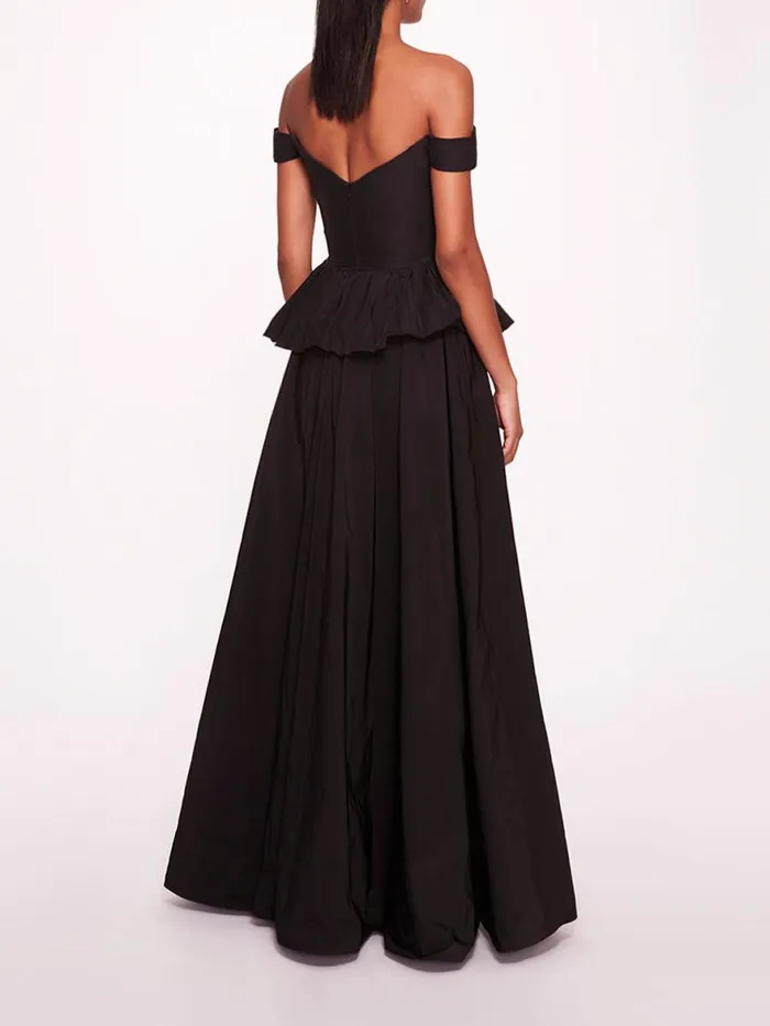Women Marchesa Notte Marchesa Peplum Taffeta Gown Black