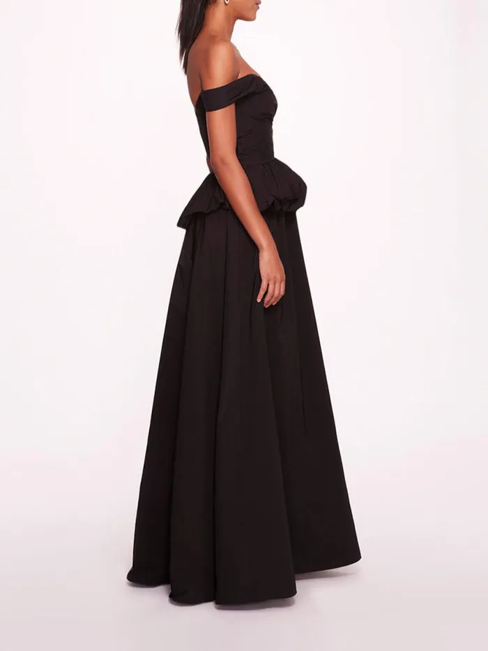 Women Marchesa Notte Marchesa Peplum Taffeta Gown Black