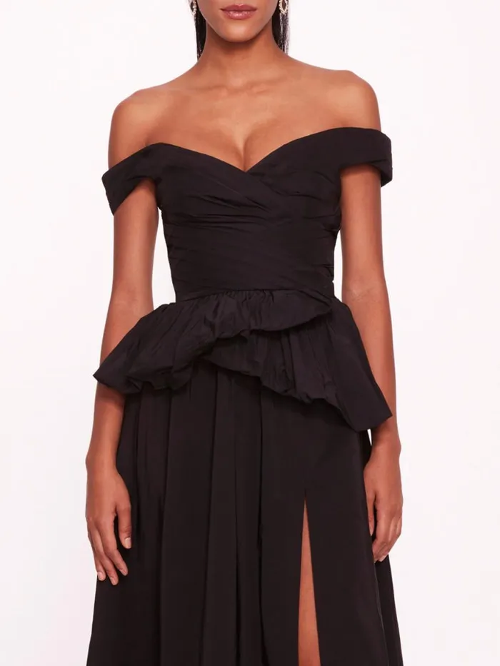 Women Marchesa Notte Marchesa Peplum Taffeta Gown Black