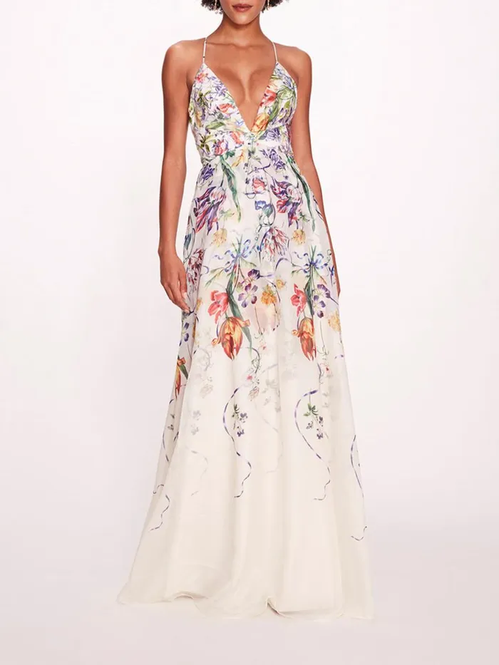 Women Marchesa Notte Marchesa Ribbons Gown Ivory Multi