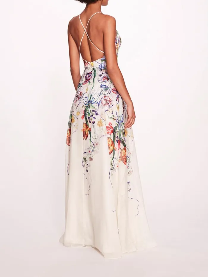 Women Marchesa Notte Marchesa Ribbons Gown Ivory Multi