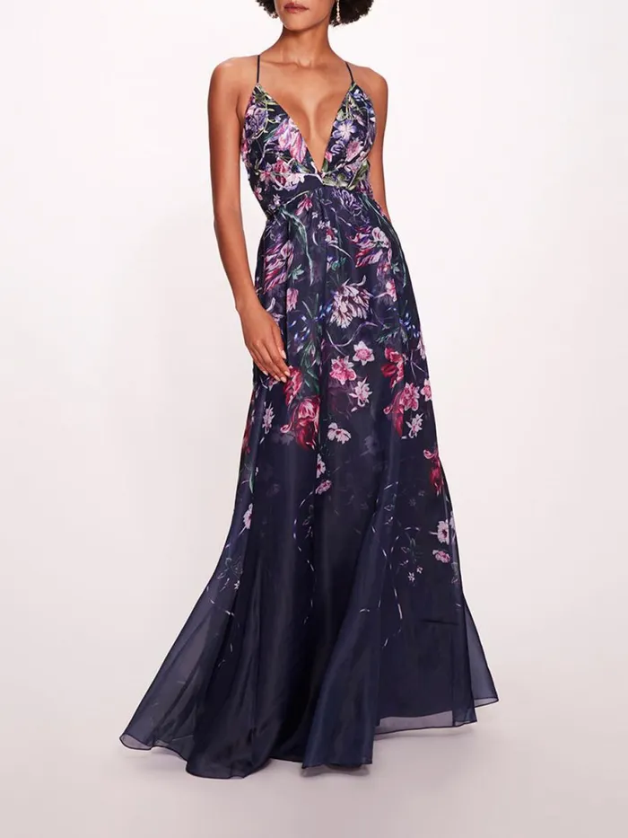 Women Marchesa Notte Marchesa Ribbons Gown Navy Multi