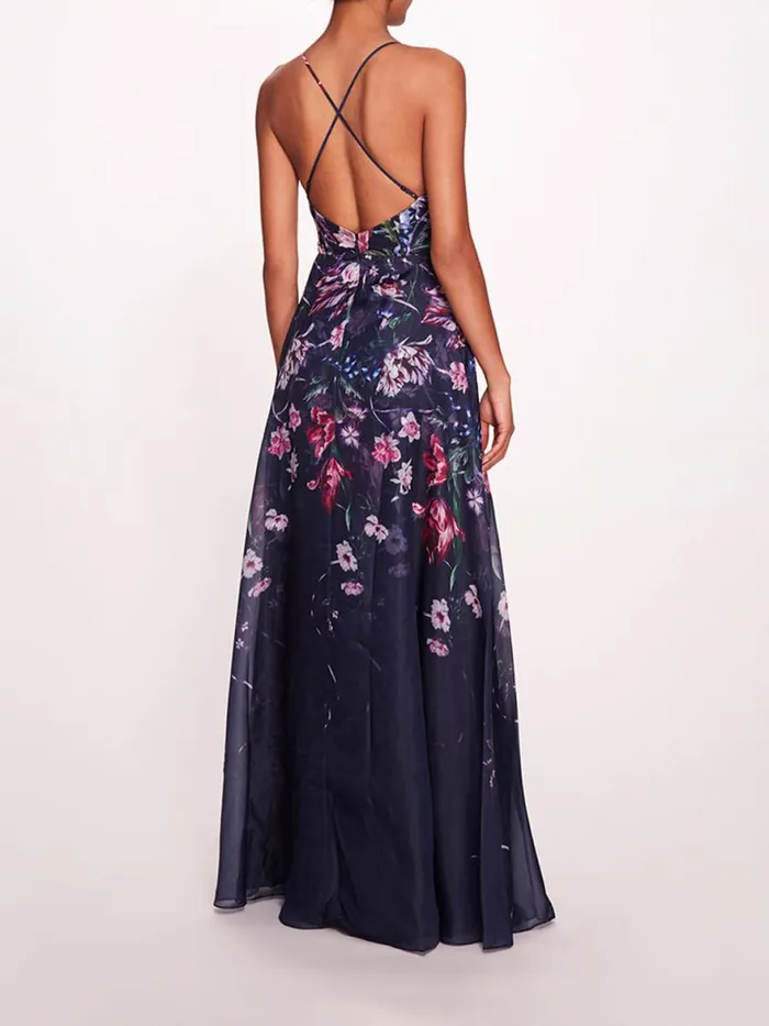 Women Marchesa Notte Marchesa Ribbons Gown Navy Multi