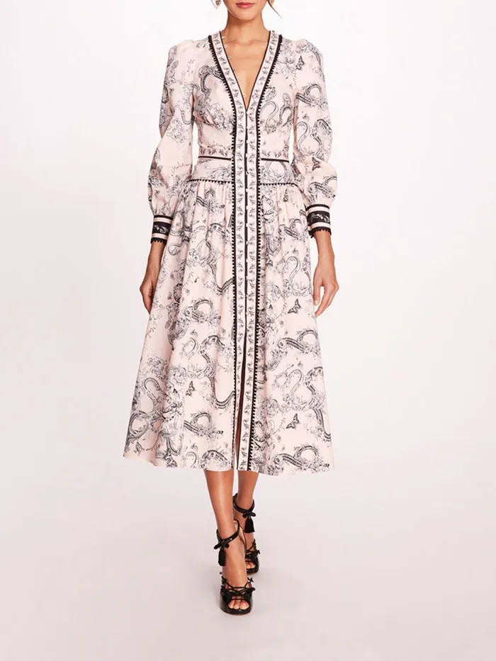 Women Marchesa Rosa Marchesa Tansy Midi Dress Blush Multi