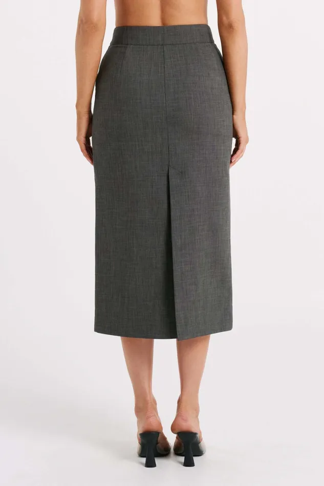 Women Marcie Textured Suiting Midi Skirt 8211 Charcoal Charcoal Meshki Skirts