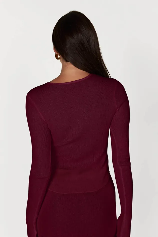 Women Maribelle Knit Long Sleeve Top 8211 Wine Wine Meshki Long Sleeve Tops