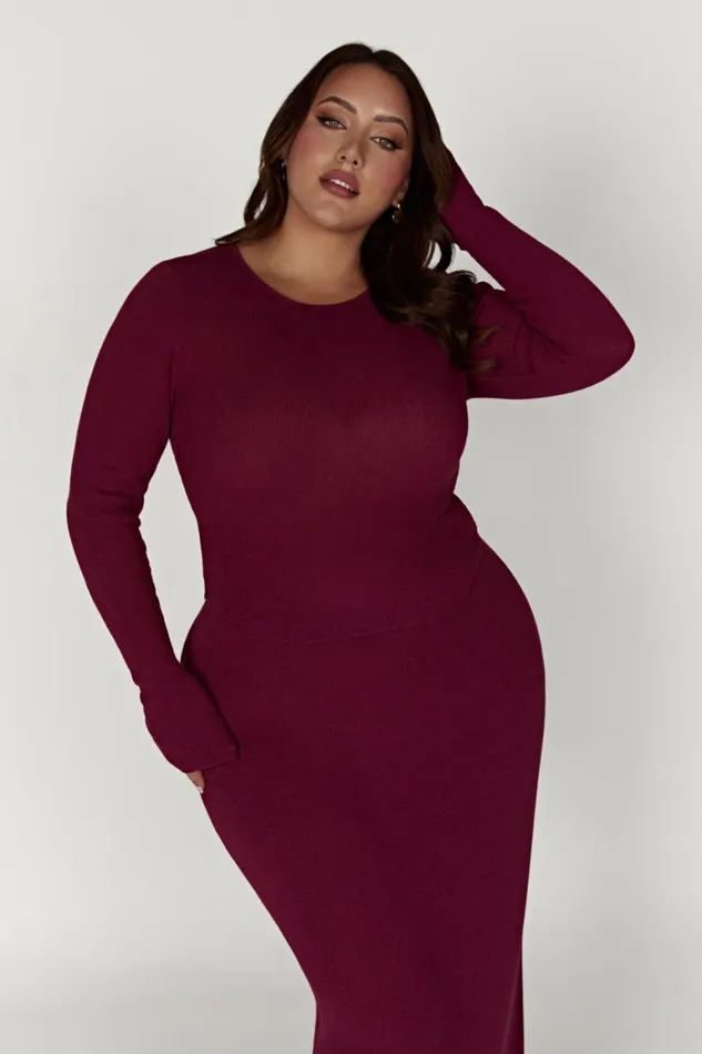 Women Maribelle Knit Long Sleeve Top 8211 Wine Wine Meshki Long Sleeve Tops