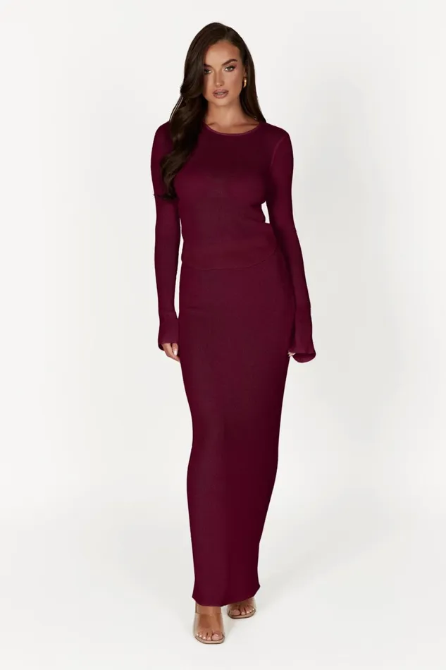 Women Maribelle Knit Long Sleeve Top 8211 Wine Wine Meshki Long Sleeve Tops