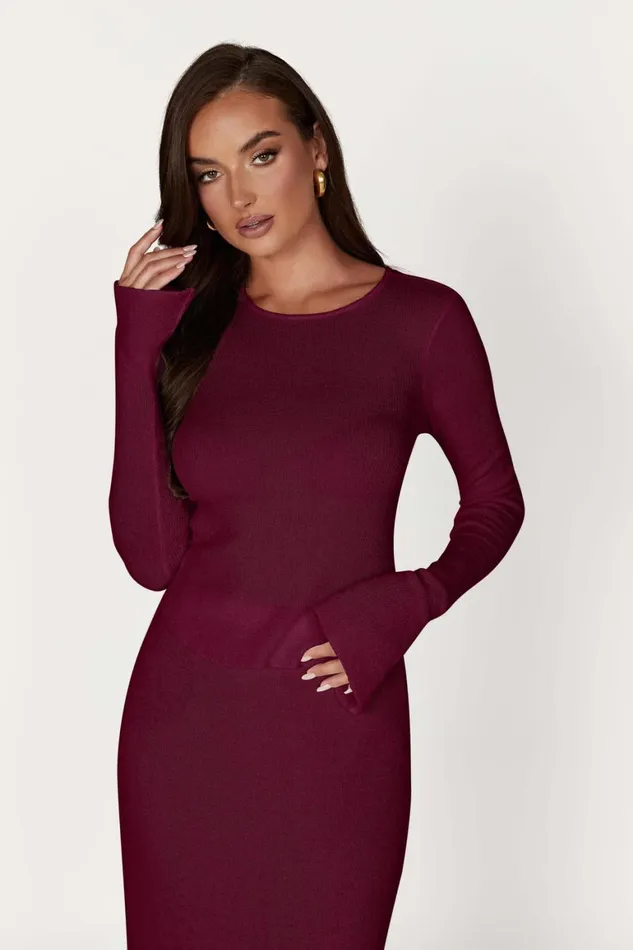 Women Maribelle Knit Long Sleeve Top 8211 Wine Wine Meshki Long Sleeve Tops