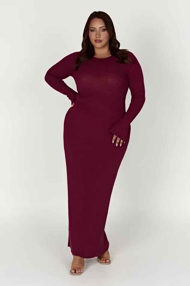 Women Maribelle Knit Long Sleeve Top 8211 Wine Wine Meshki Long Sleeve Tops