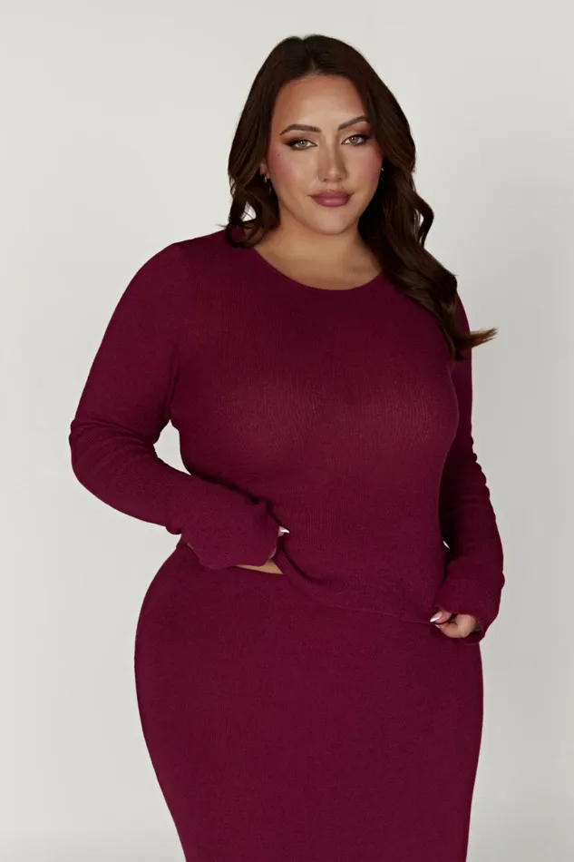 Women Maribelle Knit Long Sleeve Top 8211 Wine Wine Meshki Long Sleeve Tops