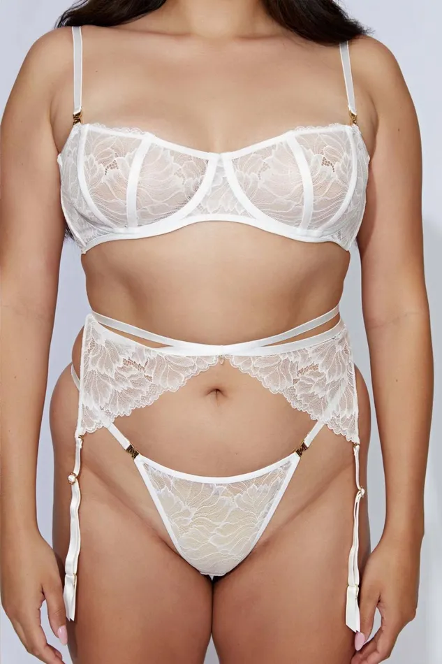 Women Marnie Lace Mesh Demi Bra 8211 White White Meshki Brides