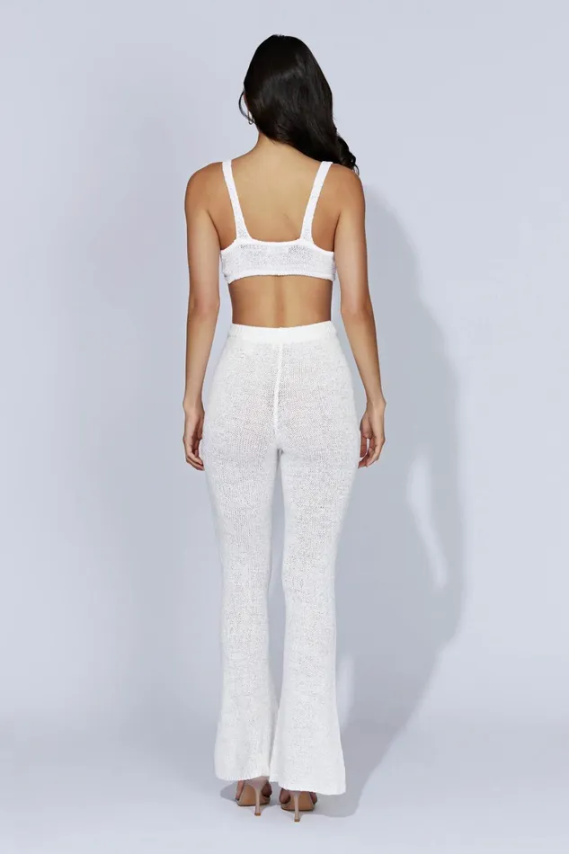 Women Mary Knit Flared Pants 8211 White White Meshki Pants Women Mary Knit Flared Pants 8211 White White Meshki Pants