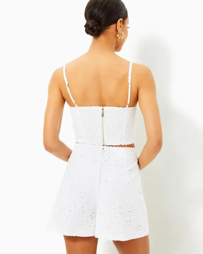 Women Matching Sets Lilly Pulitzer Winslow Eyelet Top and Short Set Resort White Sealife Eyelet