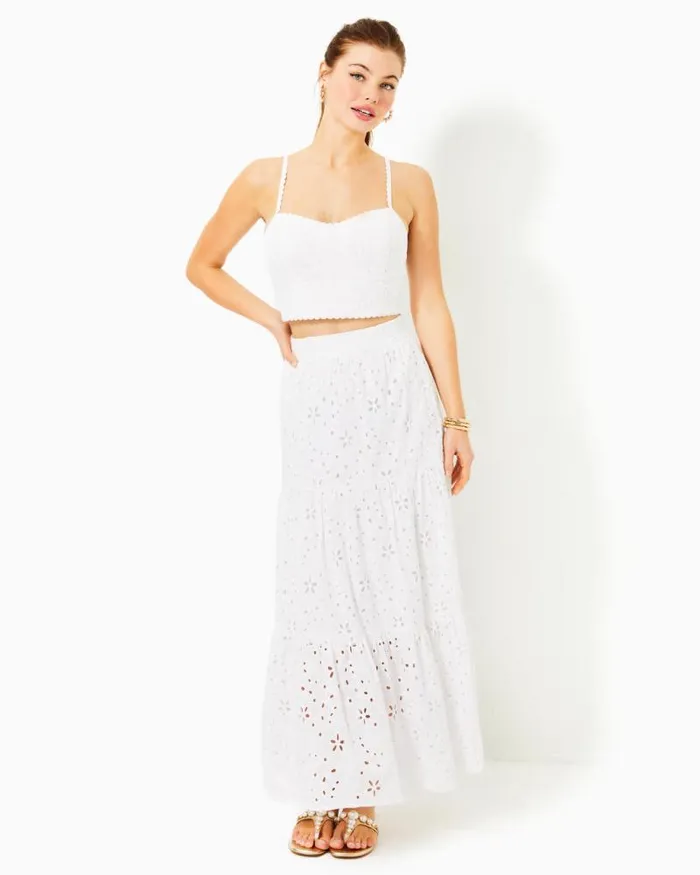 Women Matching Sets Lilly Pulitzer Winslow Eyelet Top and Short Set Resort White Sealife Eyelet