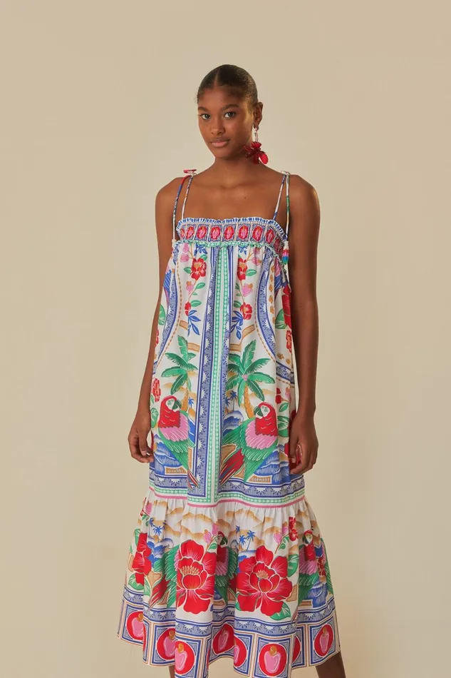 Women Maxi Dresses Farm Rio OffWhite Flowers Beach Maxi Dress