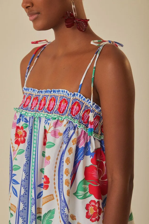 Women Maxi Dresses Farm Rio OffWhite Flowers Beach Maxi Dress