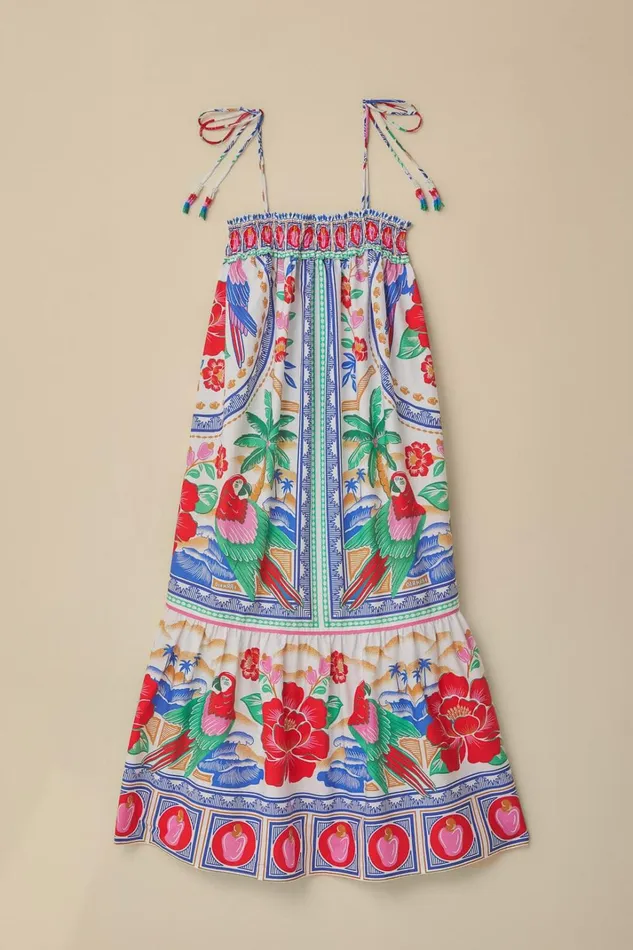 Women Maxi Dresses Farm Rio OffWhite Flowers Beach Maxi Dress