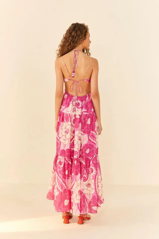 Women Maxi Dresses Farm Rio Pink Tropical Groove Maxi Dress