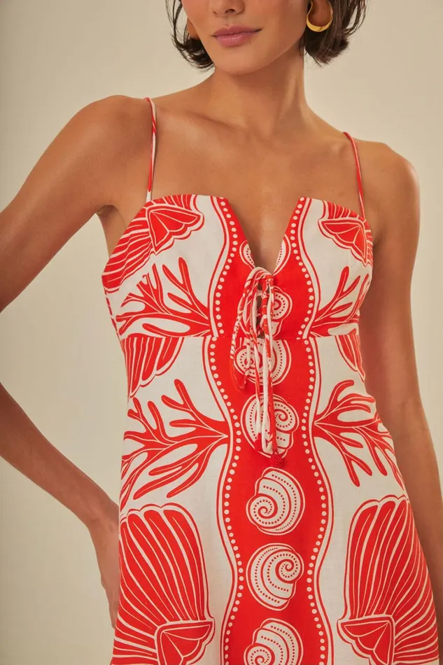 Women Maxi Dresses Farm Rio White Ainika Shell Lenzing Ecovero Euroflax Maxi Dress