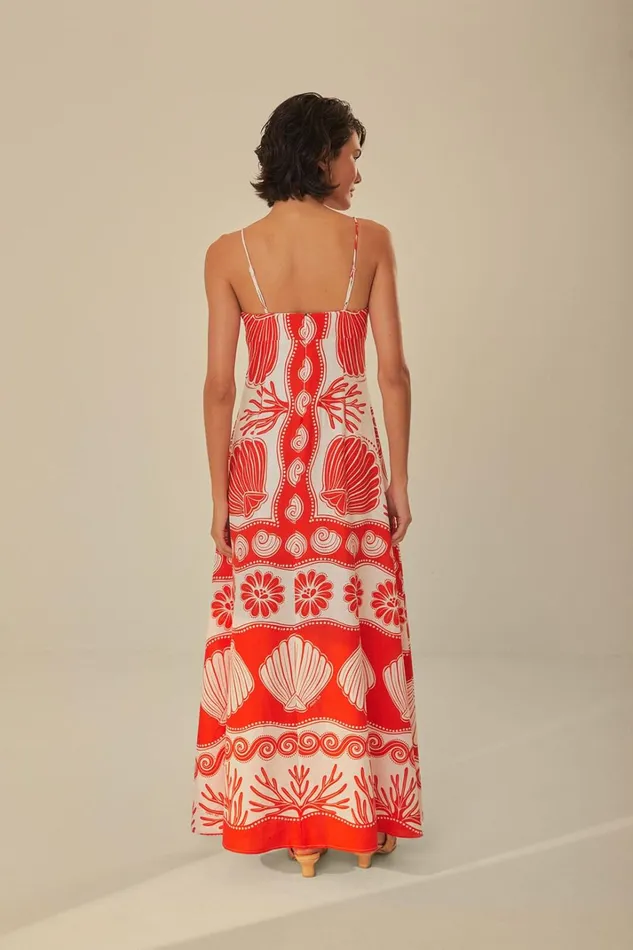 Women Maxi Dresses Farm Rio White Ainika Shell Lenzing Ecovero Euroflax Maxi Dress