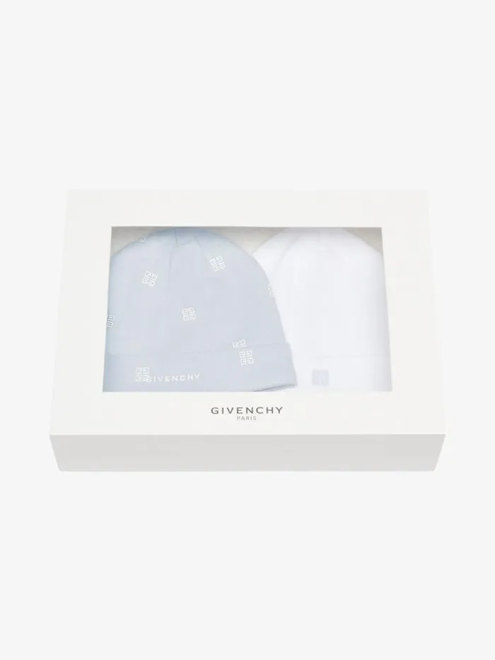 WomenMen Baby 1 Month To 3 Years Givenchy Two Beanies In Knit Gift Set Whitelight Blue