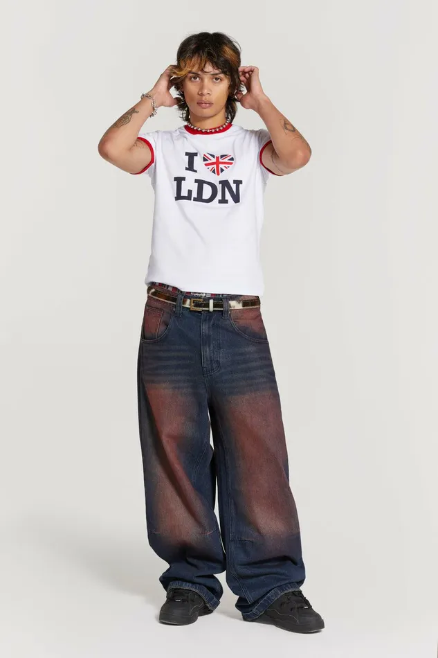 WomenMen Deep Red Colossus Jeans Red Jaded London Colossus Jeans