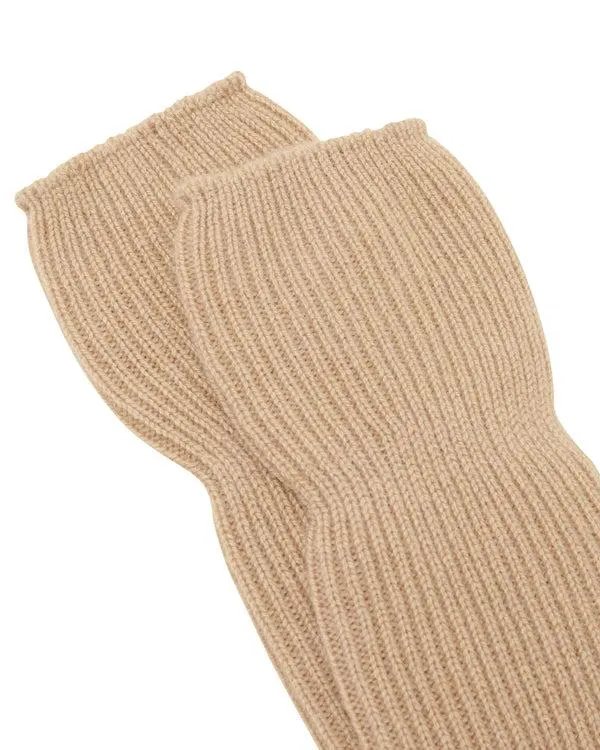 WomenMen Unisex Cashmere Rib Bed SocksIn Camel Brown Camel Brown NPeal Slippers and Socks