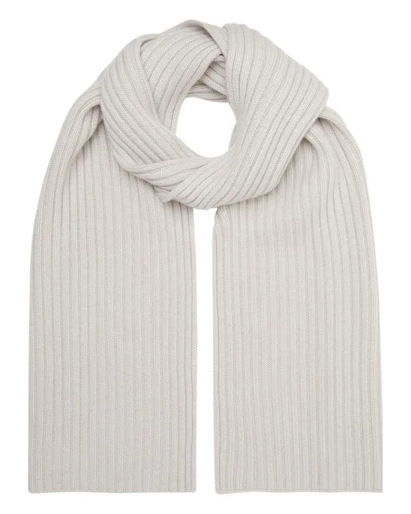 WomenMen Unisex Chunky Rib Cashmere ScarfIn Snow Grey Snow Grey NPeal Cashmere Scarves