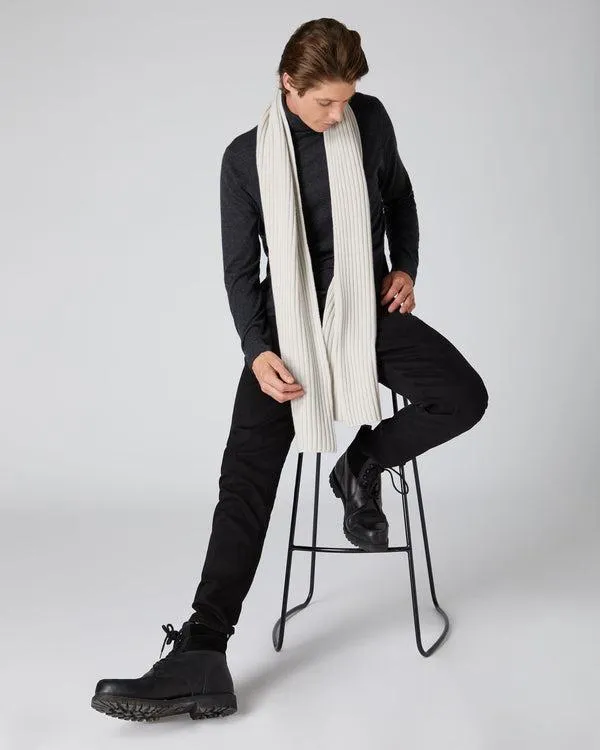 WomenMen Unisex Chunky Rib Cashmere ScarfIn Snow Grey Snow Grey NPeal Cashmere Scarves
