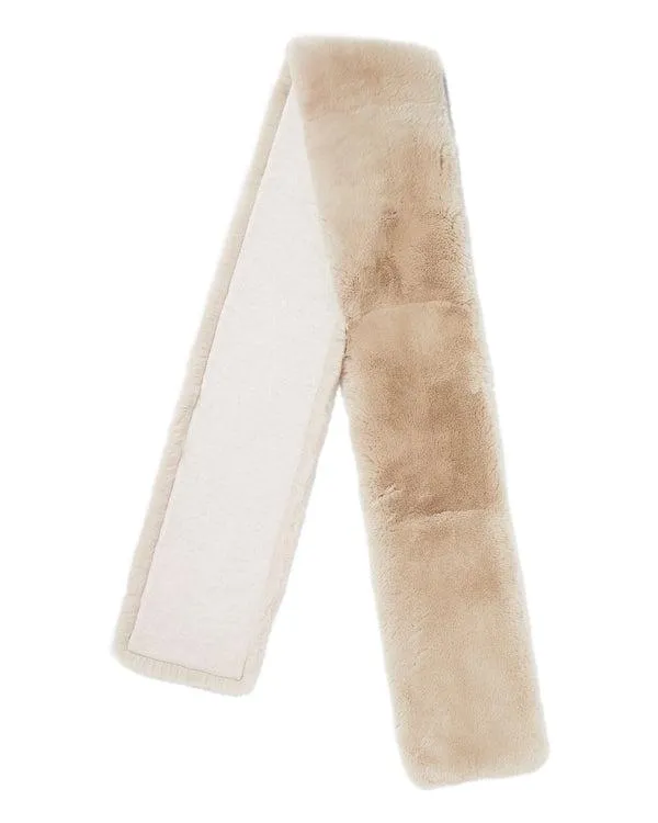 WomenMen Unisex Long Fur ScarfIn Ecru White Ecru White NPeal Cashmere Scarves