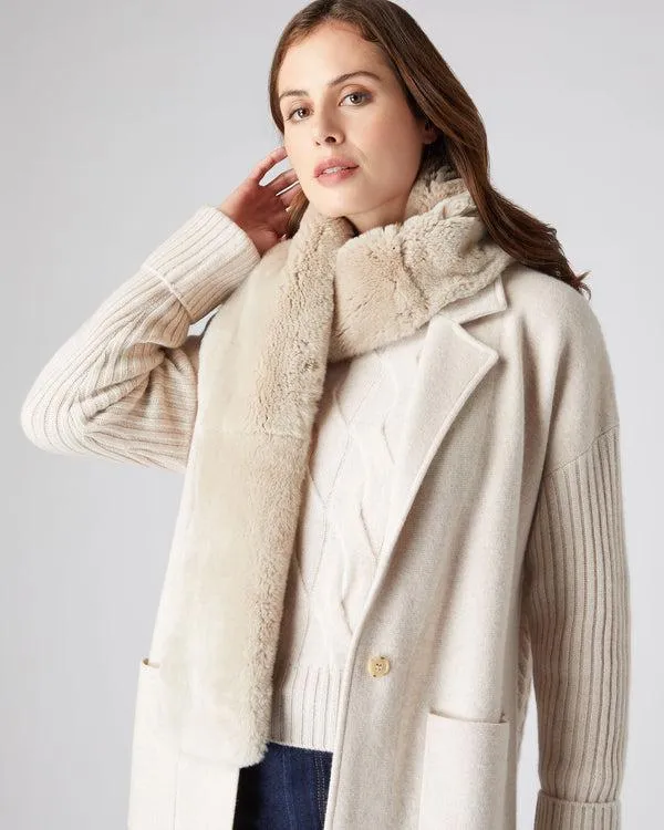 WomenMen Unisex Long Fur ScarfIn Ecru White Ecru White NPeal Cashmere Scarves