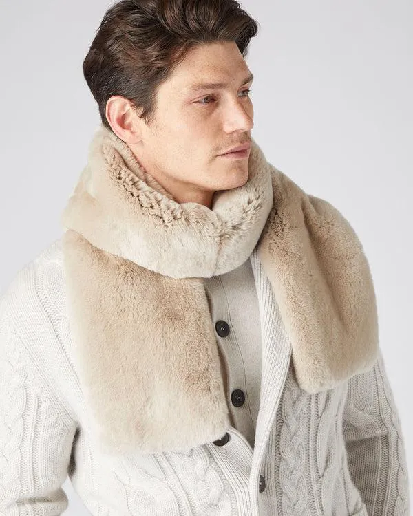 WomenMen Unisex Long Fur ScarfIn Ecru White Ecru White NPeal Cashmere Scarves