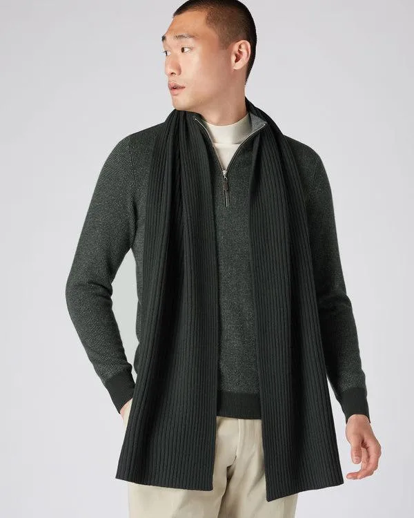 WomenMen Unisex Short Ribbed Cashmere ScarfIn Dark Green Dark Green NPeal Cashmere Scarves
