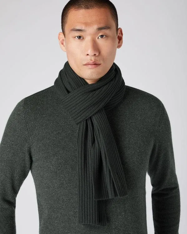 WomenMen Unisex Short Ribbed Cashmere ScarfIn Dark Green Dark Green NPeal Cashmere Scarves