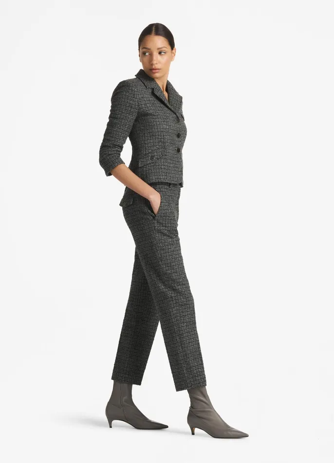 Women Micro Pattern Tweed 34 Sleeve Jacket Light Gray Multi St John Light Jackets Women Micro Pattern Tweed 34 Sleeve Jacket Light Gray Multi St John Light Jackets