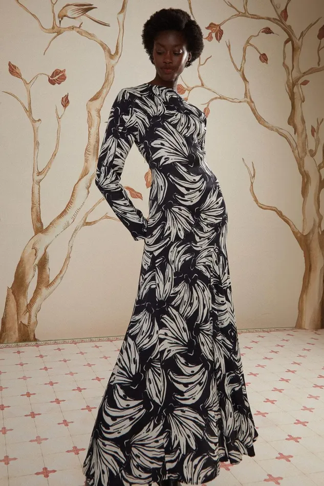 Women Midi Dresses Farm Rio Black Bossa Banana Lenzing Ecovero Viscose Midi Dress