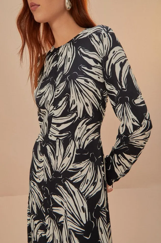 Women Midi Dresses Farm Rio Black Bossa Banana Lenzing Ecovero Viscose Midi Dress