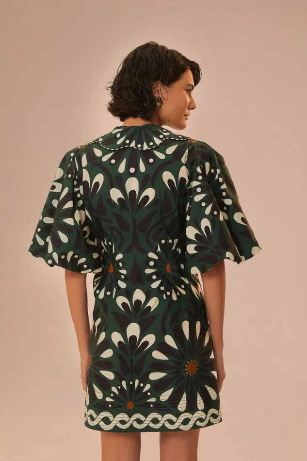 Women Mini Dresses Farm Rio Green Ainika Flowers Short Sleeve Mini Dress